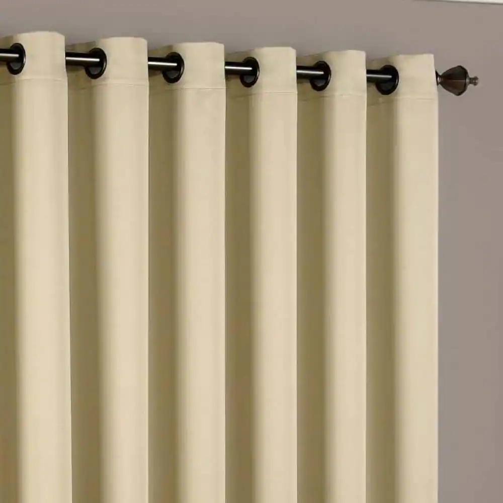 Eclipse Tricia Stone Solid Polyester 100 in. W x 84 in. L Room Darkening Single Grommet Top French Door Panel