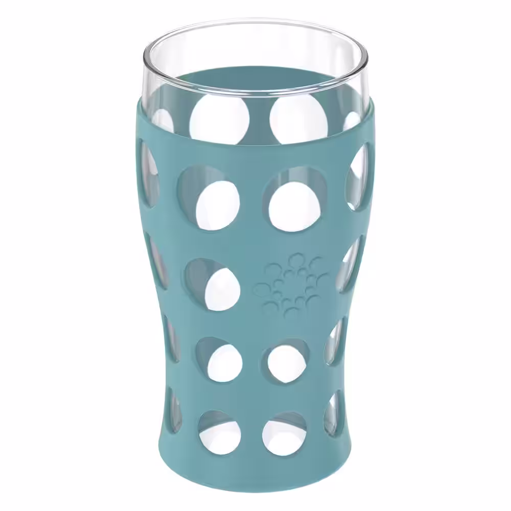 None 20 oz. Beverage Glasses with Protective Silicone Sleeves (Set of 4)