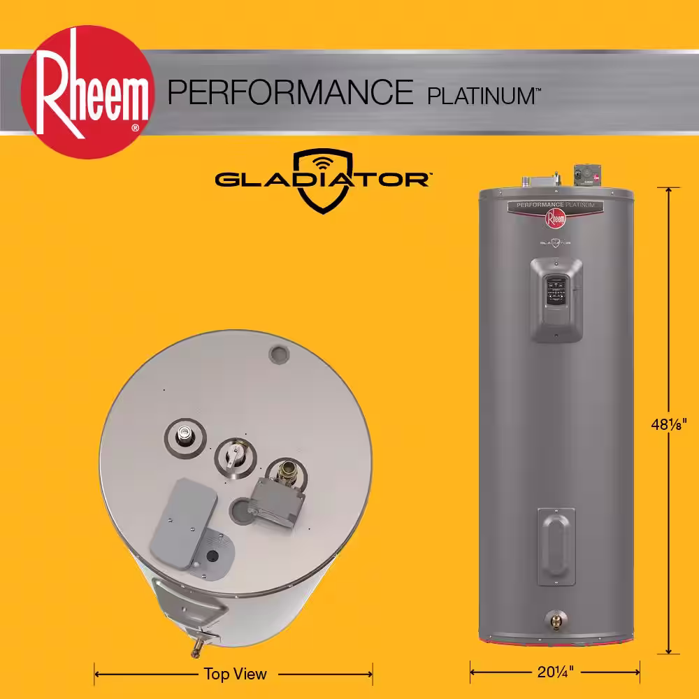 Rheem Gladiator 50 Gal. Medium 12-Year 4500W Electric Tank Water Heater with Leak Detection, Auto Shutoff - WA, OR Version