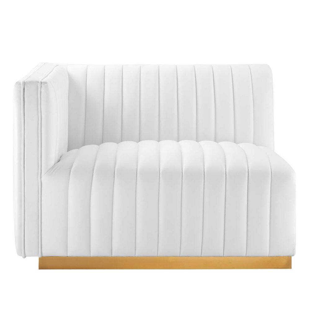 Modway Conjure Channel 73 in. W 2-Seat Tufted Performance Velvet Loveseat in Gold White