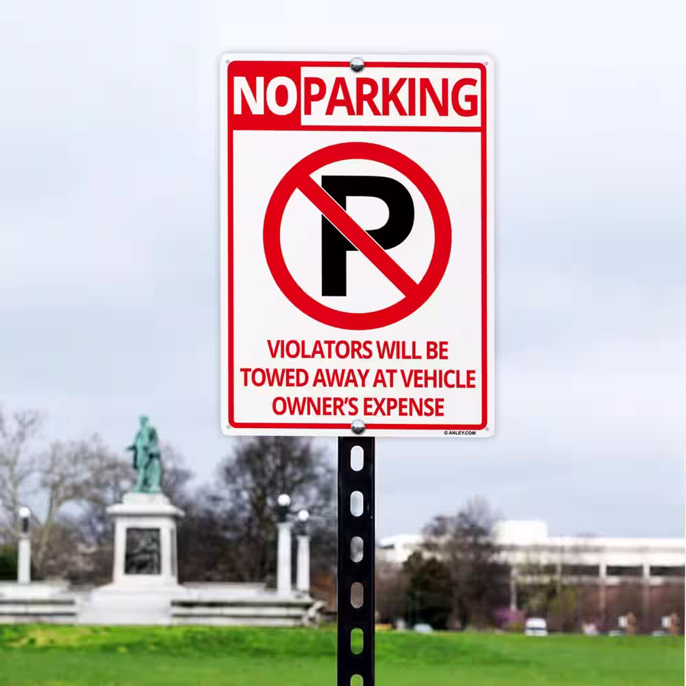 ANLEY 14 in. x 10 in. No Parking Sign - Violators Will Be Towed Away at Vehicle Owners Expense Metal Warning Sign (Pack of 2)