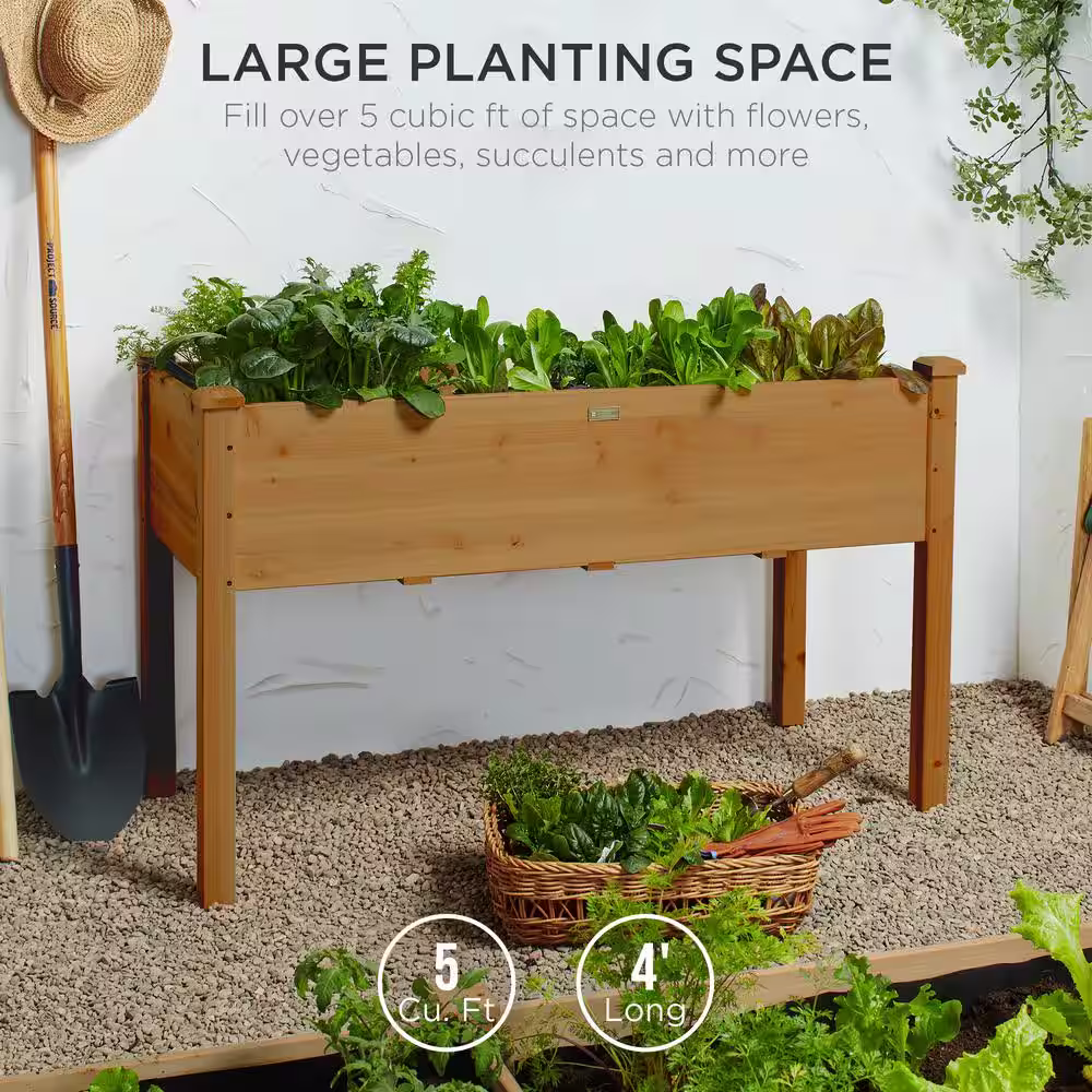Best Choice Products 48 in. x 24 in. x 30 in. Wood Raised Garden Bed - Acorn Brown