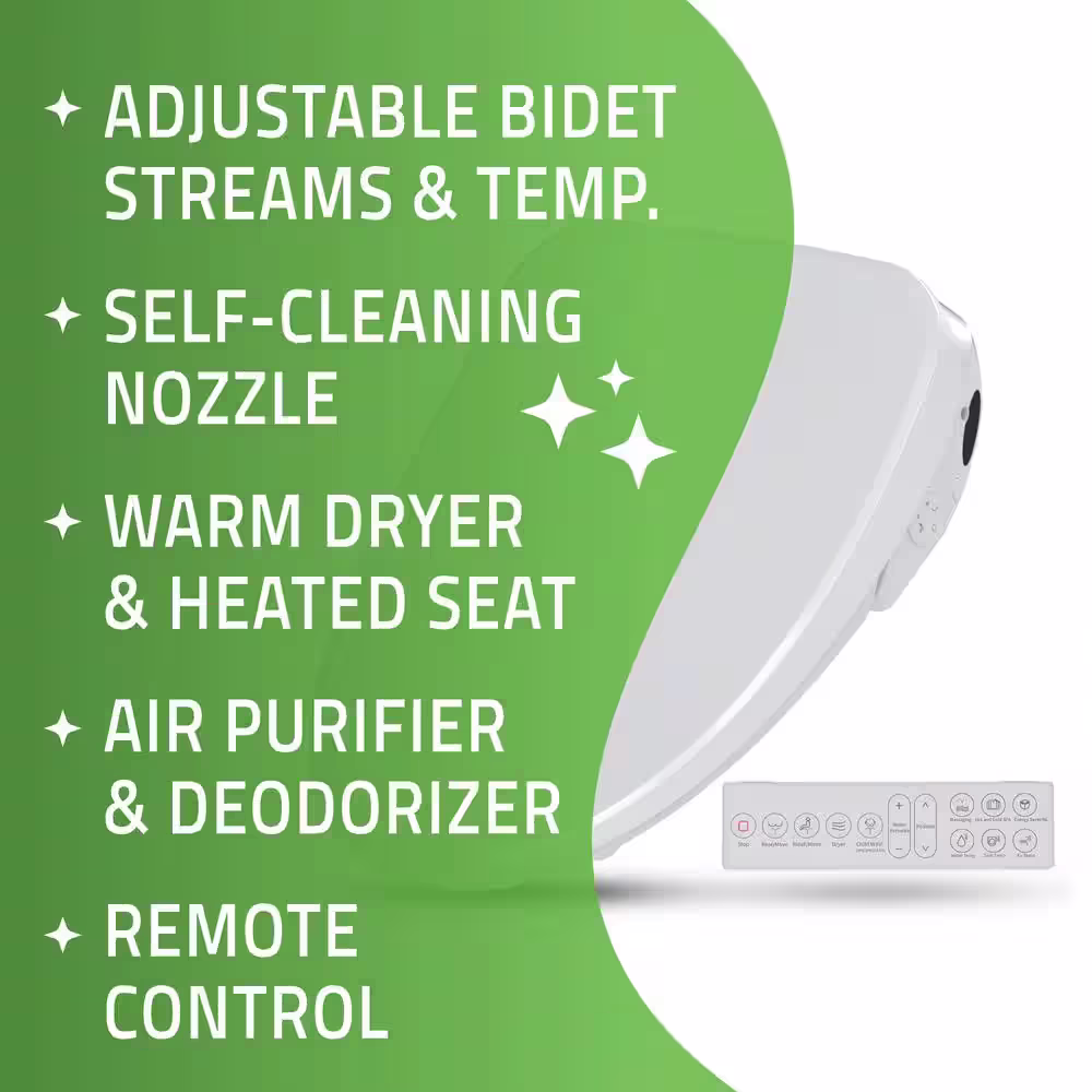 ANZZI Envo Dive Smart Electric Bidet Seat for Elongated Toilet in White with Remote Control, Heated Seat and Deodorizer