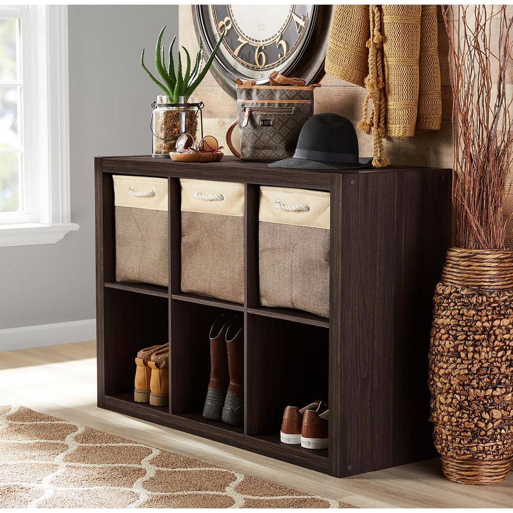None 43 in. H x 30 in. W x 15 in. D Tobacco Oak 6- Cube Organizer