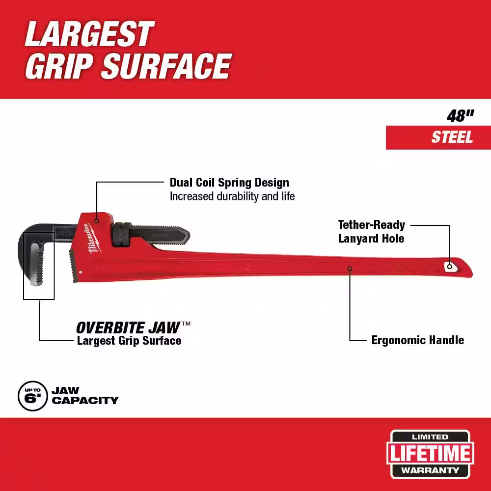 Milwaukee 48 in. Steel Pipe Wrench