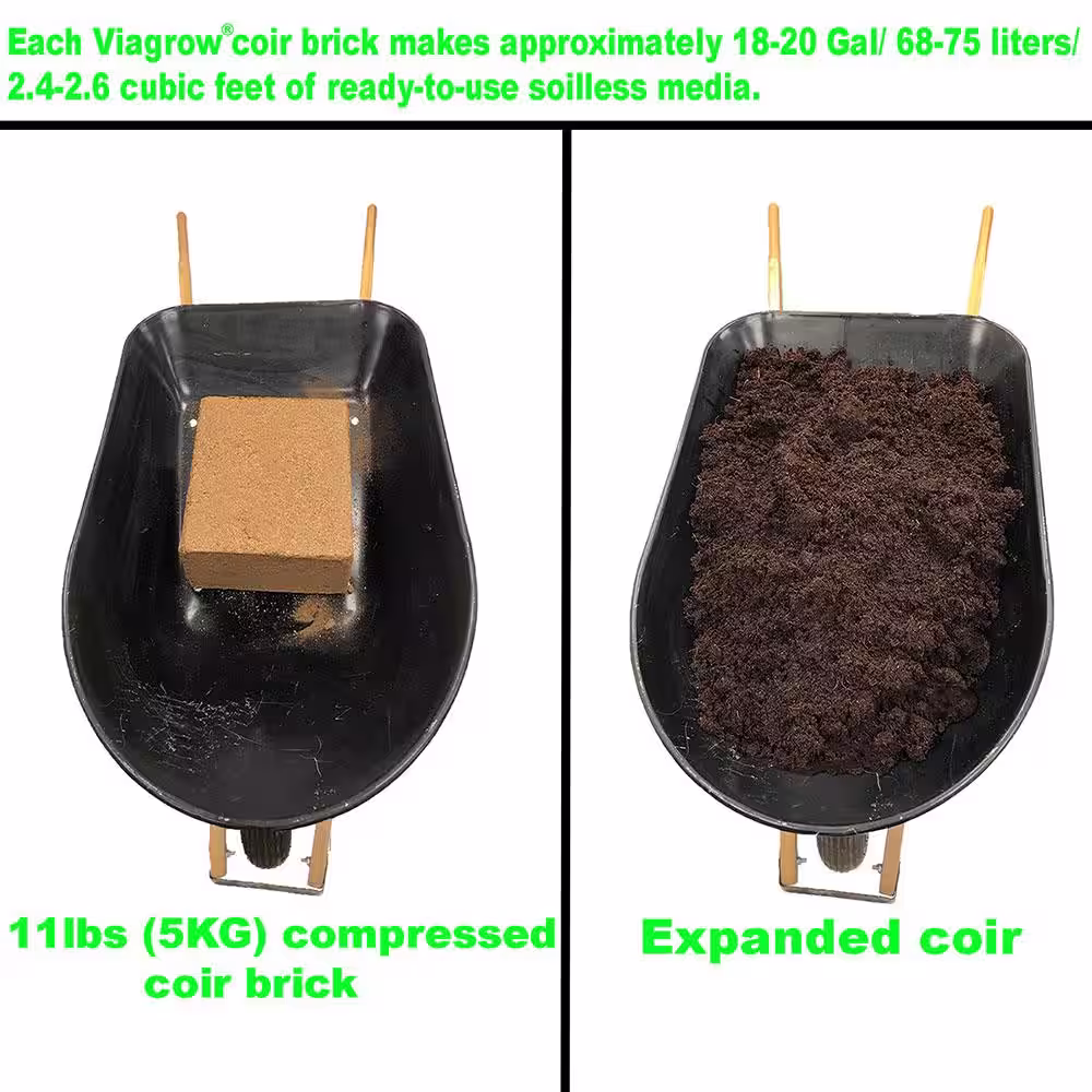 Viagrow 11 lbs. (5 kg) Coconut Coir Block, 100% Organic Coco Coir