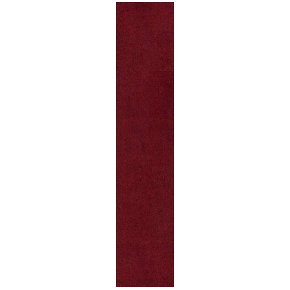 Sweet Home Stores Ribbed Waterproof Non-Slip Rubber Back Solid Runner Rug 2 ft. W x 26 ft. L Red Polyester Garage Flooring
