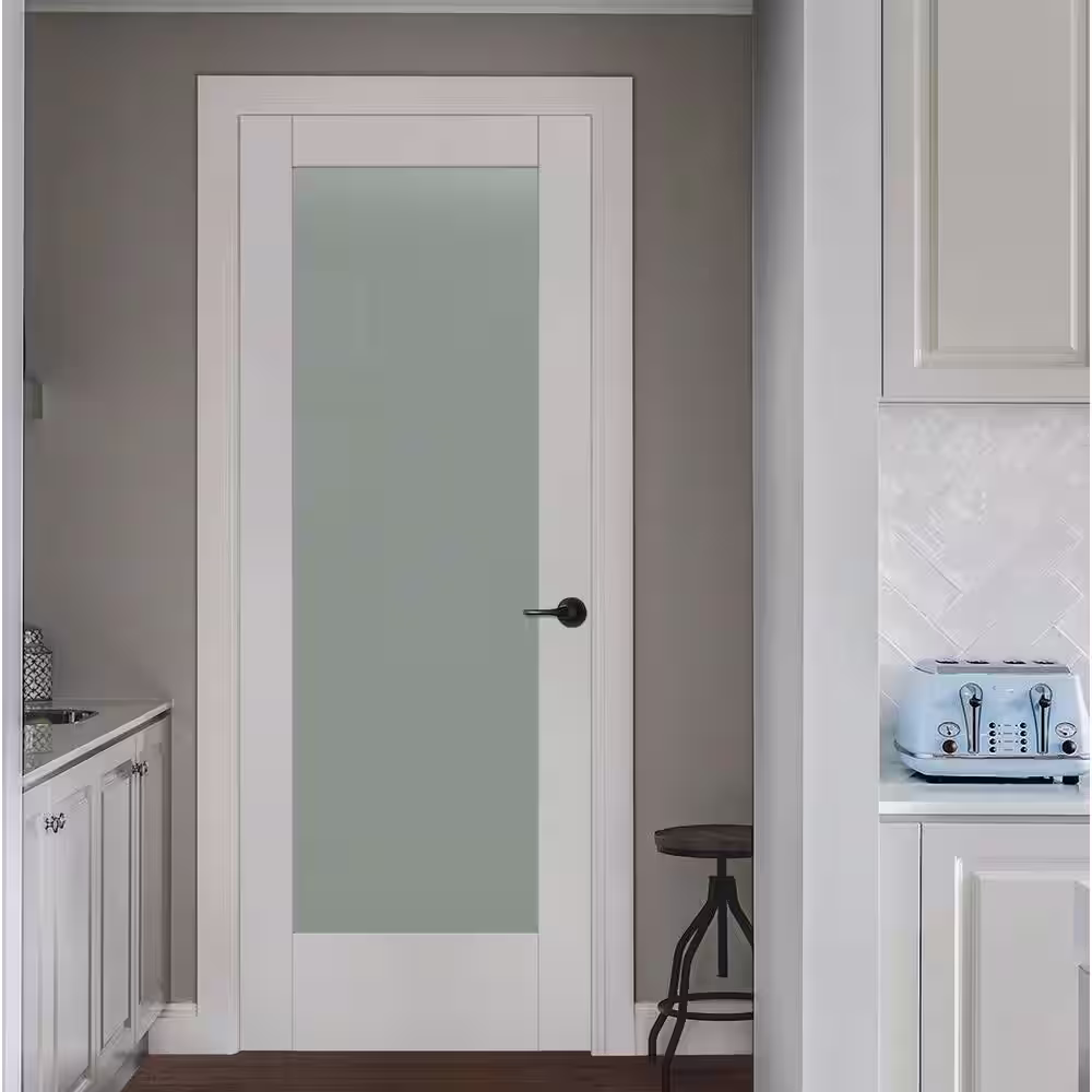JELD-WEN 36 in. x 96 in. MODA Primed PMT1011 Solid Core Wood Interior Door Slab w/Translucent Glass