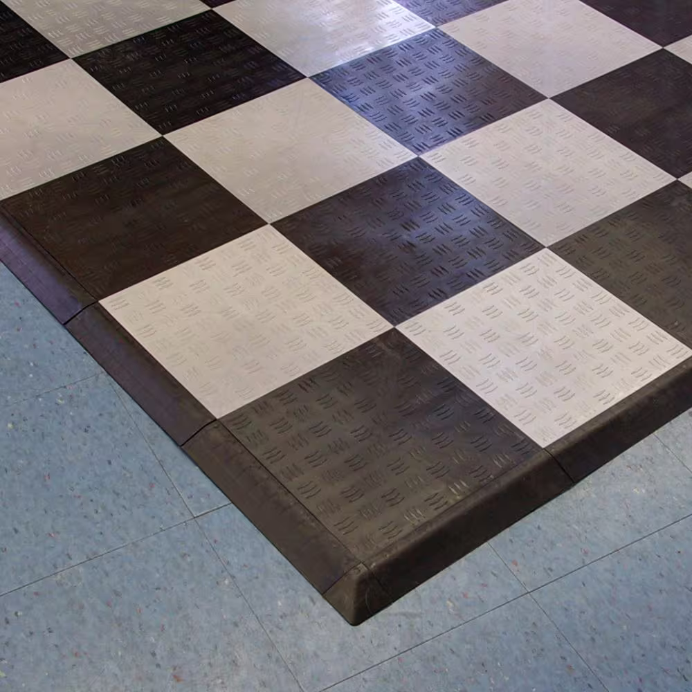 Greatmats Click Tile Black 2-3/8 in. x 12.14 in. x 5/8 in. Male Border Ramp without Loops (Case of 4)