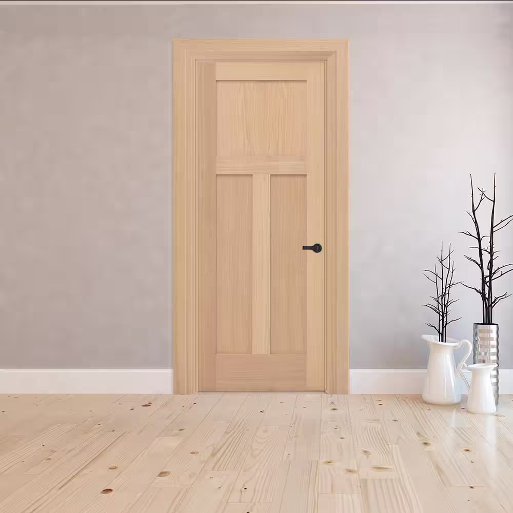 Steves & Sons 36 in. x 80 in. Universal 3-Panel Mission Solid Unfinished Red Oak Wood Interior Door Slab