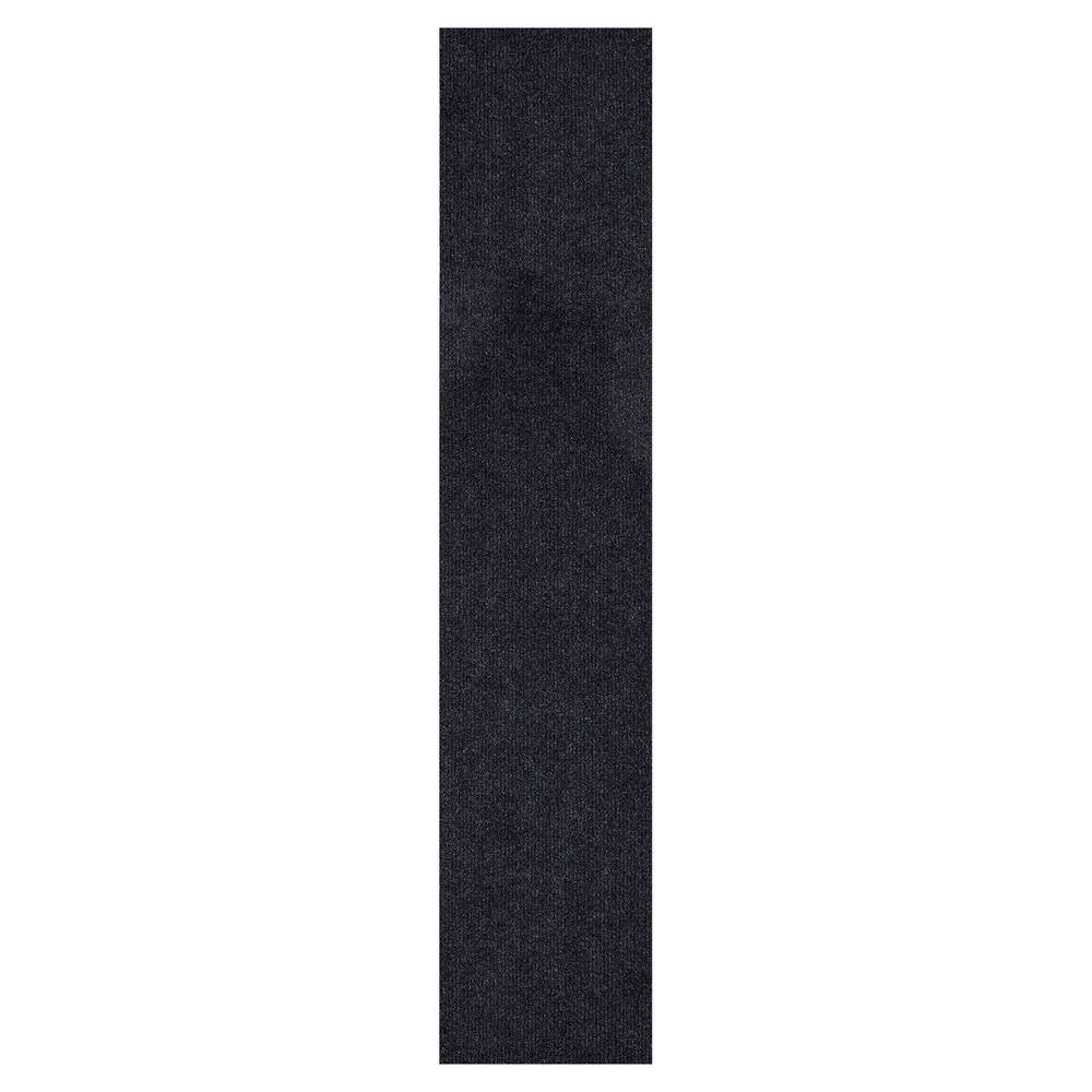 Ottomanson Waterproof Non-Slip Rubberback Solid 4X27 Indoor/Outdoor Runner Rug, 4 ft. x 27 ft.,Black, Polyester Garage Flooring