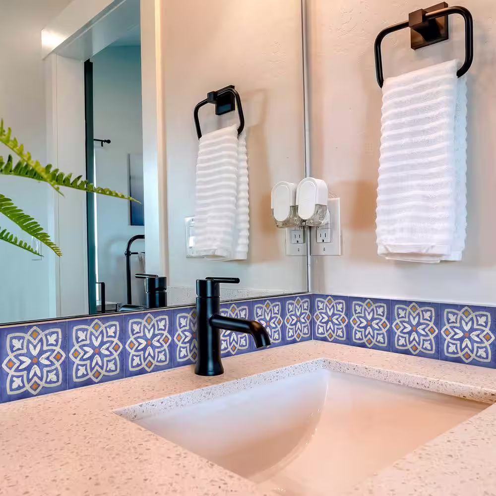 None Blue and White R43 6 in. x 6 in. Vinyl Peel and Stick Tile (24 Tiles, 6 sq.ft./pack)