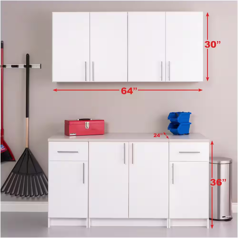 Prepac Elite 5-Piece Composite Garage Storage System in White (64 in. W x 89 in. H x 24 in. D)