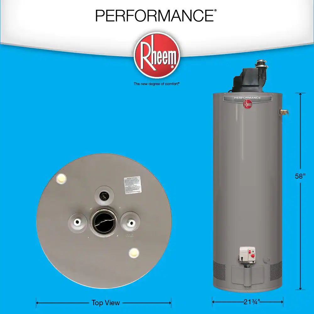 Rheem Performance 50 Gal. Tall 6 Year 42,000 BTU Natural Gas Power Vent Tank Water Heater