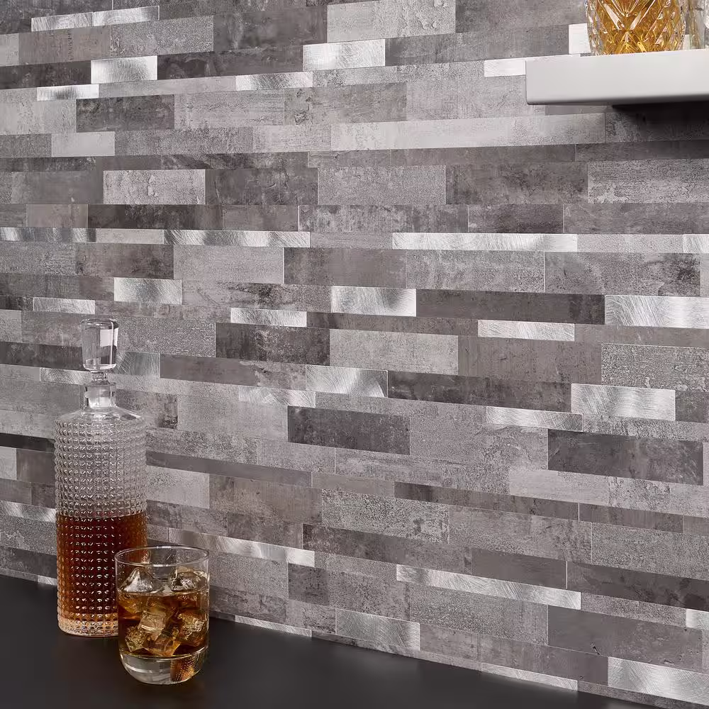 Ivy Hill Tile Luxe Core Metalway Cement 11.81 in. x 11.81 in. SPC Peel and Stick Tile (0.96 Sq. Ft. / Sheet)