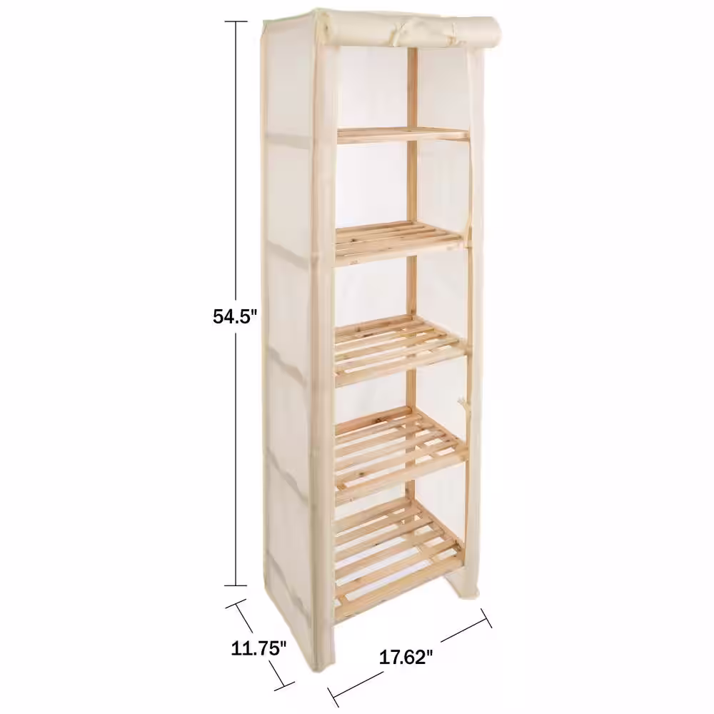 Lavish Home 5-Tier Wooden Shelving Unit with Removable Cover