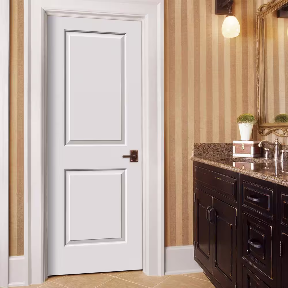 JELD-WEN Smooth 2-Panel Primed Molded Single Prehung Interior Door