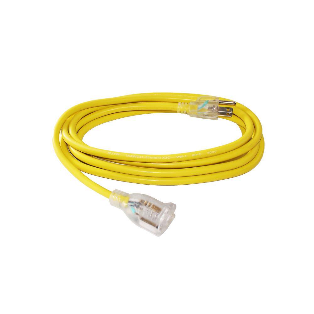 None 10 ft. 16/3 SJT 13 Amp 125-Volt 1625-Watt Lighted End Indoor/Outdoor Heavy-Duty Extension Cord (2-Pack)
