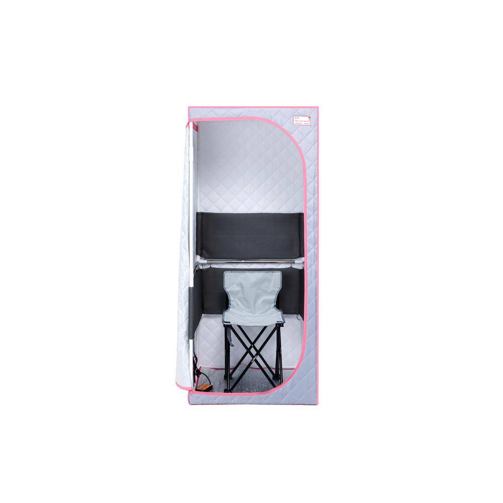 None 1-Person Gray Full Size Infrared Portable Sauna with Foldable Chair