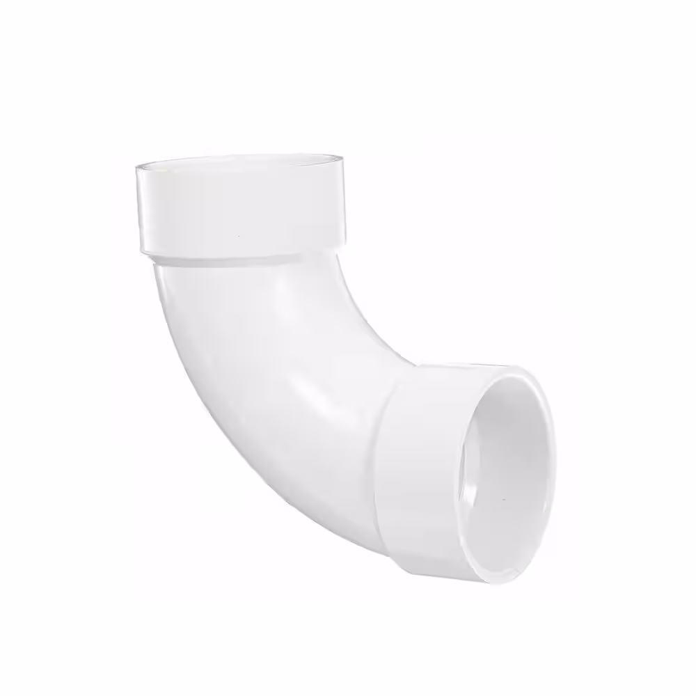 VPC 1-1/2 in. PVC DWV 90-Degree Hub x Hub Long Sweep Elbow Fitting