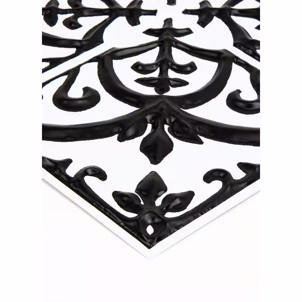 InHome Black and White Mason W 10 in. x H 10 in. PVC Peel and Stick Embossed Tile Backsplash (2.7 sq. ft./pack)