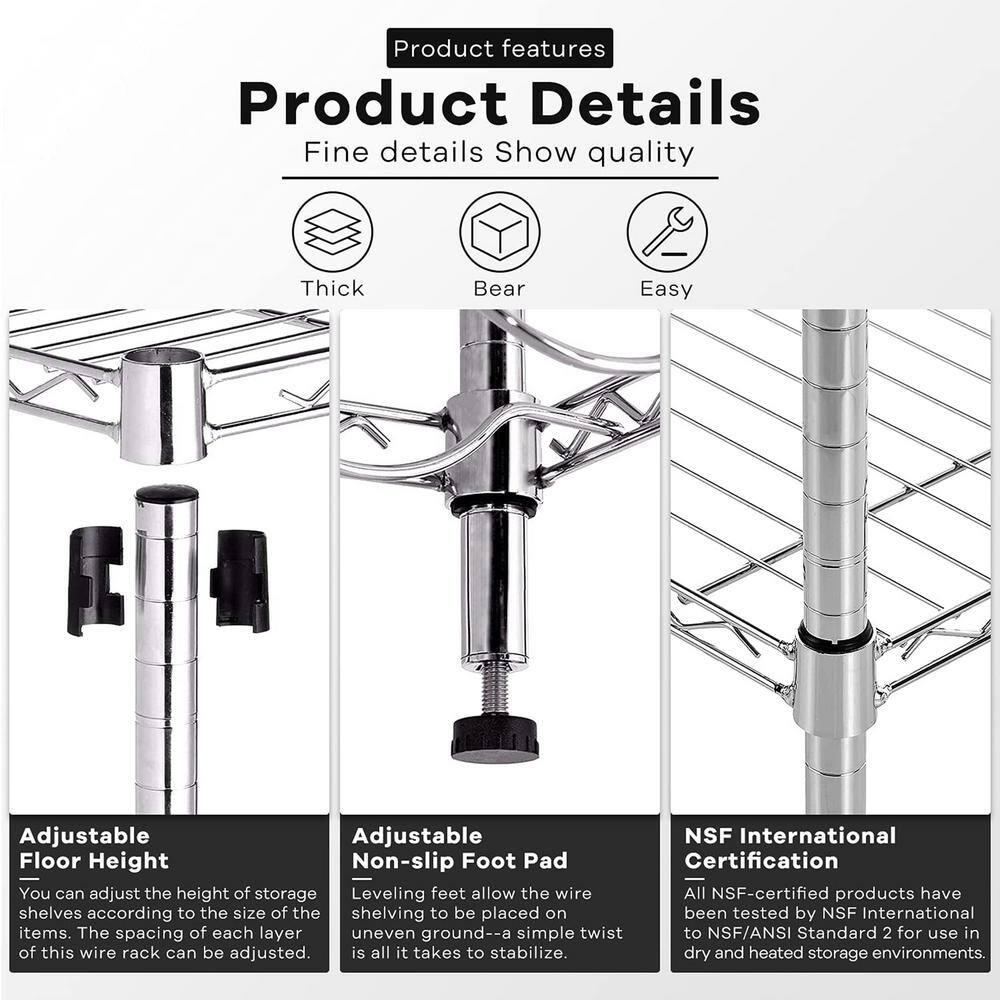 None Chrome 5-Tier Adjustable Heavy Duty Metal Wire Shelving Unit (36 in. W x 72 in. H x 14 in. D)