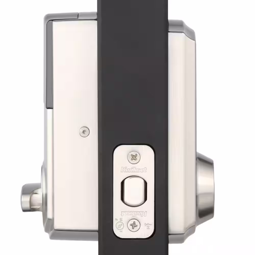 Kwikset Z-Wave SmartCode Touchscreen Satin Nickel Single Cylinder Keypad Electronic Deadbolt featuring Juno Hall/Closet Knob