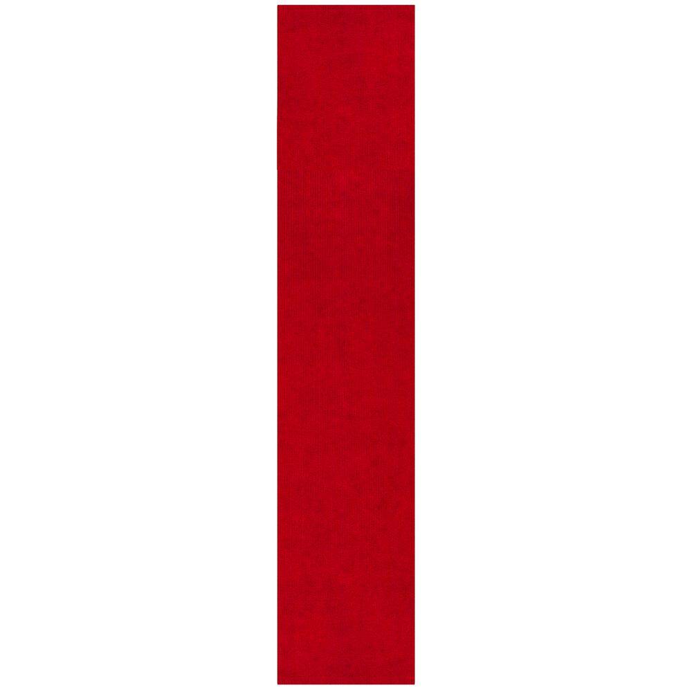 Ottomanson Scrabe Rib Waterproof Non-Slip Rubber Back Runner Rug, 2 ft. W x 24 ft. L, Red, Polypropylene Garage Flooring