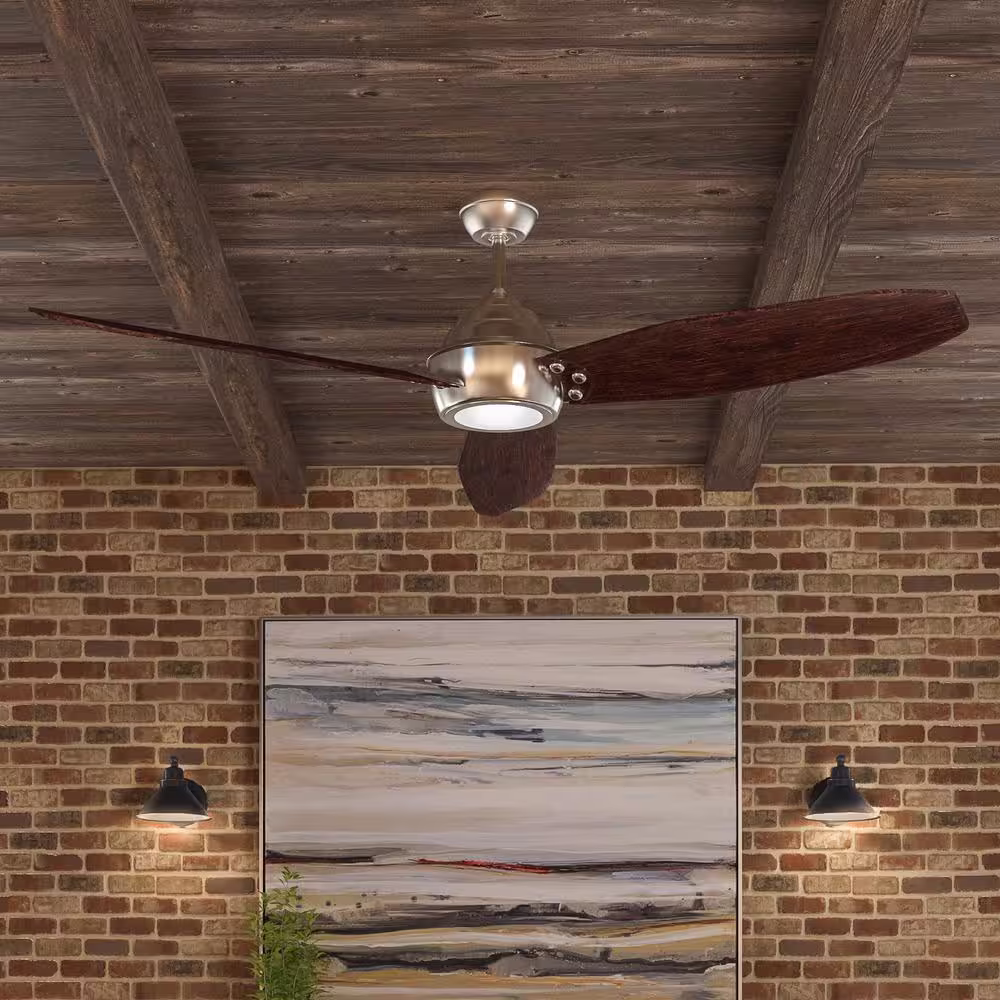 Home Decorators Collection Aero Breeze 60 in. Integrated LED Indoor/Outdoor Brushed Nickel Ceiling Fan with Light Kit and Remote Control