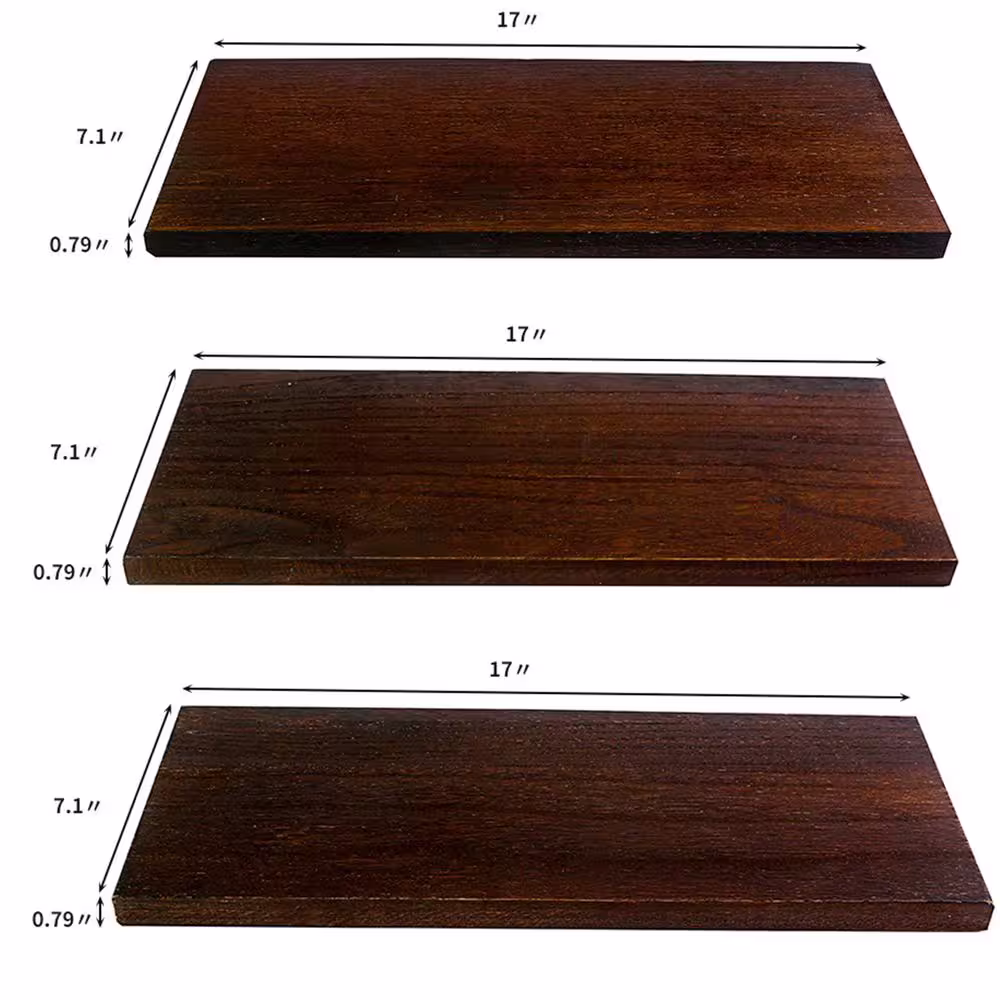 None 17 in. W x 7.1 in. D Floating Shelves with Industrial Pipe Brackets Rustic Set of 3 Storage Decorative Wall Shelf