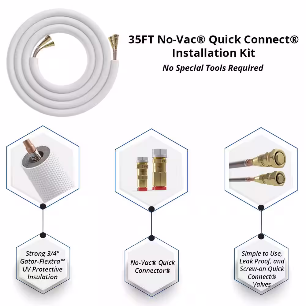 MRCOOL DIY Universal 3 Ton 36000 BTU 18 SEER Split System Heat Pump with 35 ft. NoVac Install Kit 208/230V