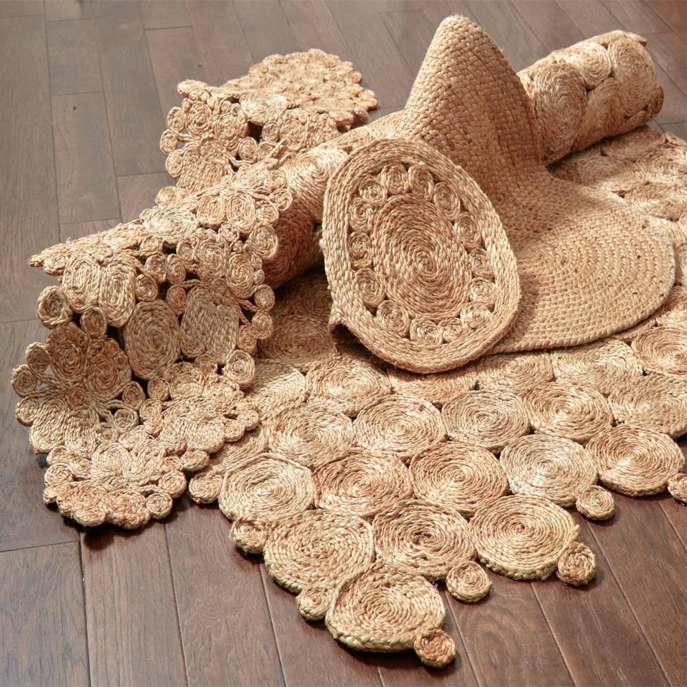 LR Home Rustic Natural Tan 15 in. Sunshine Round Organic Jute Placemat (Set of 2)