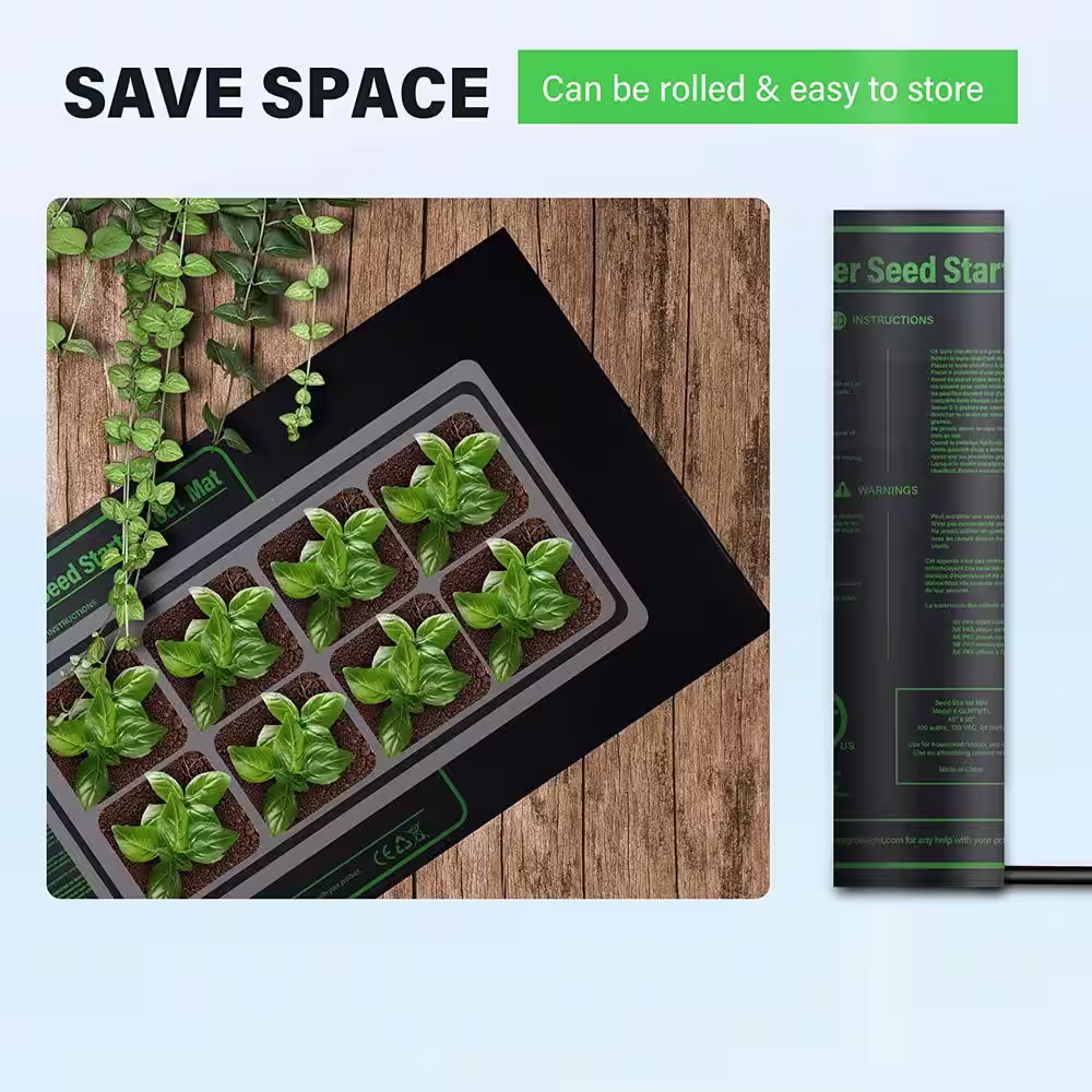 None 10 in. x 21 in. Seedling Heat Mat Upgraded Carbon Film Durable Waterproof Hydroponic Germination Starting Pad (2-Pack)