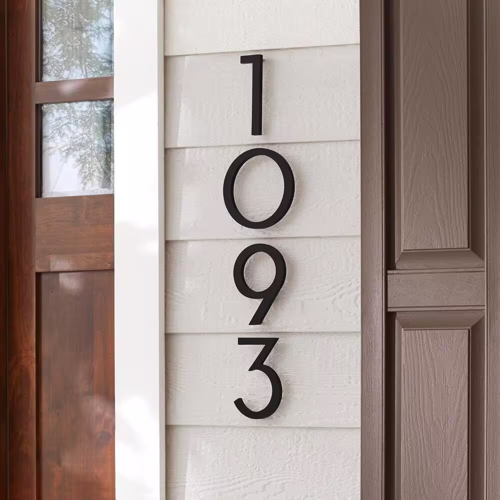 Everbilt 10 in. Matte Black Aluminum Floating or Flat Modern House Number 1