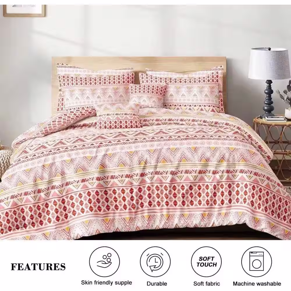 Shatex 3 Piece All Season Bedding King size Comforter Set, Ultra Soft Polyester Elegant Bedding Comforters Pink