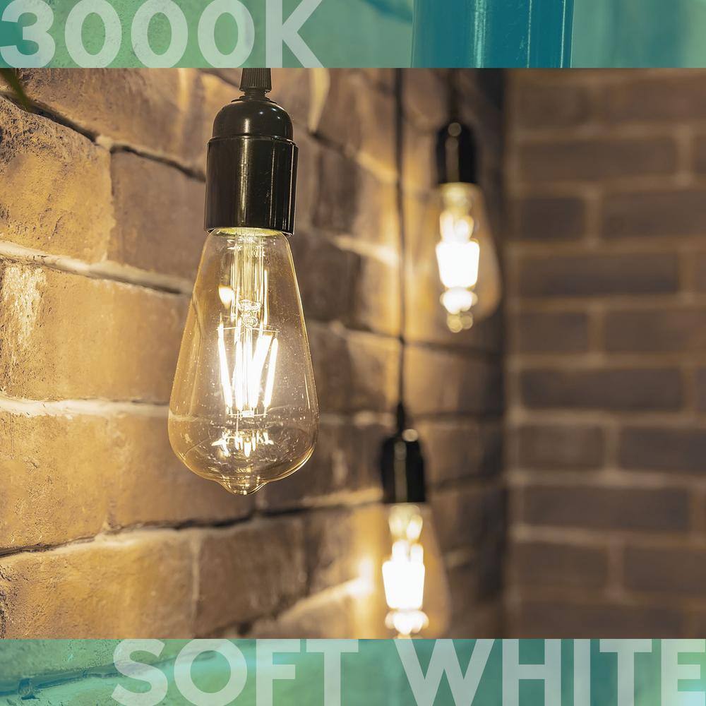 LUXRITE 75W Equivalent ST19 ST58 Dimmable Edison LED Light Bulbs 8 Watt 800 Lumens UL Listed 3000K Soft White E26 Base 4-Pack