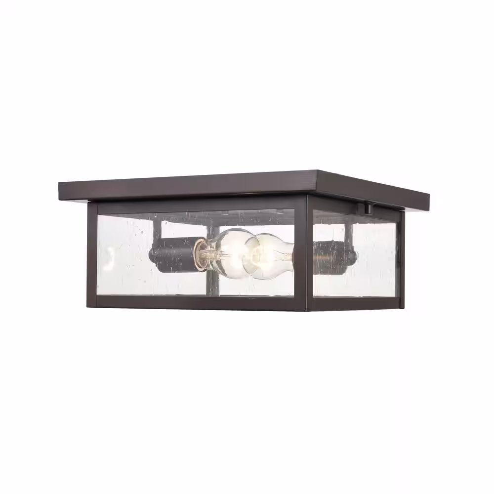Millennium Lighting Evanton 2-Light 12 in. Powder Coat Bronze Hardwired Outdoor Flush Mount Light (1-Pack)